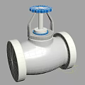Stainless Steel Pipeline Valve With Silver Body And Blue Top Handle