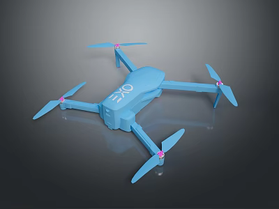 Blue EYO Drone With Four Pink Propellers And Sleek Modern Design 3d model