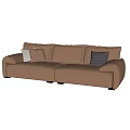 Simple Double Sofa Elephant Ears Double Sofa Italian Style Minimalist Light Luxury Cowhide Sofa Fabric Cowhide Pillow Little Red Book Taobao Popular Style 3d model