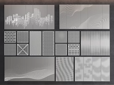 Diverse Wall Paneling Design Styles With Geometric Patterns Wave Textures And Silhouettes 3d model