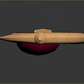 Golden Magical Staff With Red Orb Crescent Moon Decoration Red Shaft And Golden Base