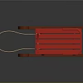 Red Wooden Sled Design With Curved Handles And Rope Attachment