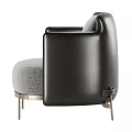 Modern Accent Chair Featuring Gray Fabric Seat And Black Leather Armrests With Metal Legs