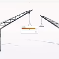 Two Utility Vehicle Cranes Featuring Industrial Metal Boom And Hanging Hook