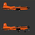 Two Orange And White Passenger Planes Featuring Propellers And Wing Logos In Flight View