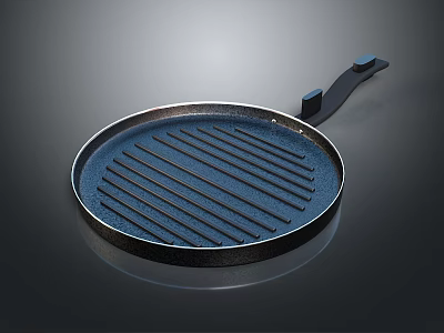 Durable Cast Iron Grill Pan With Non Stick Surface For Kitchen Cooking 3d model