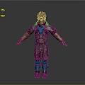 Worn Biological Sci Fi Character In Patched Spacesuit With Helmet And Armor