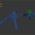 Vintage Military Rifles with Wooden Stocks Tripod Stand and Scope on Dark Reflective Surface
