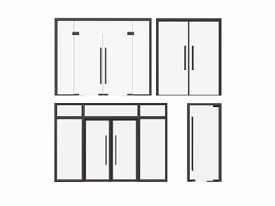 Modern glass door combination double door glass single door office glass door 3d model