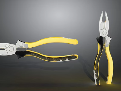 Durable High Quality Pliers With Yellow Black Handles And Metal Heads For Home Use 3d model