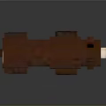 Pixel Art Brown Bear Figure With Blocky Design And White Snout Details