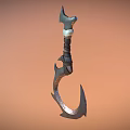 Fantasy Hooked Weapon With Carved Handle Decorative Pearl And Sharp Metal Blade