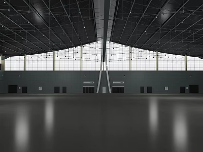 Exhibition Hall Interior Design Featuring High Ceiling Large Windows And Spacious Floor Space 3d model