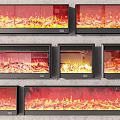 Various Modern Fireplace Designs With Burning Flames And Glass Front Panels 3d model