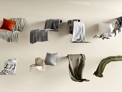 Stylish Bed Runners In Various Colors With Striped Patterns And Soft Textures 3d model