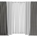 Modern Gray And White Curtains For Elegant Home Interior Decor 3d model