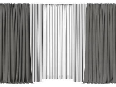 Modern Gray And White Curtains For Elegant Home Interior Decor 3d model