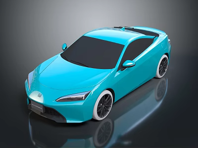Sleek Blue Modern Sports Car With Black Roof White Wheels And Reflective Surface 3d model