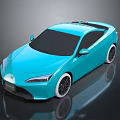 Sleek Blue Modern Sports Car With Black Roof White Wheels And Reflective Surface