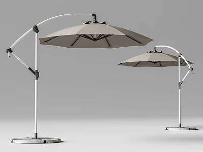 Outdoor Cantilever Umbrellas With Curved Arm Design And Metal Base Stand 3d model