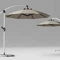 Outdoor Cantilever Umbrellas With Curved Arm Design And Metal Base Stand