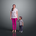 Animated Game Movie Characters Female White Top Pink Pants Boy Plaid Shirt Holding Hands