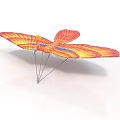Colorful Paper Bird Model With Orange Red Wings And Wire Stand On White Background