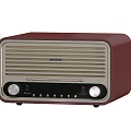 Retro Style Red And Beige Speaker With Knobs Buttons And Grille Panel Design 3d model