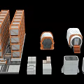 Future Architecture With Modular Multi Story Buildings Cylindrical Modules And Foundation Components 3d model