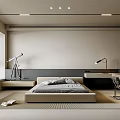 Modern Bedroom Interior With Platform Bed Recessed Lighting And Area Rug