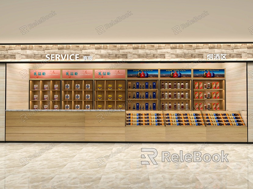 Supermarket Service Center Alcohol and Tobacco Cabinet Tobacco Cabinet Wine Cabinet Service Desk Shelf model