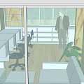 Modern Public Office Space Exterior With Gray Sloped Roof Windows And Door Design
