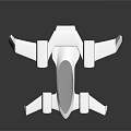 Futuristic White Spacecraft Model With Aerodynamic Design And Multiple Thrusters For Space Exploration
