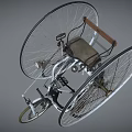 Vintage Tricycle Design Featuring Large Wheels Small Front Wheel Seat Chain And Headlight