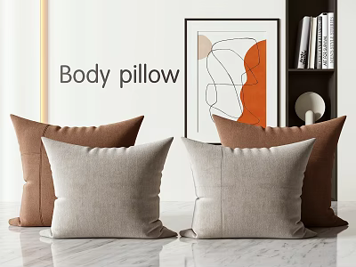 Body Pillow Set With Beige And Brown Linen Covers For Modern Interior Decor 3d model