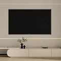 Modern White TV Stand with LED Lighting and Decorative Items for Living Room
