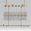 Elegant Modern Layered Chandelier With Slim Hanging Strips And Circular Accents