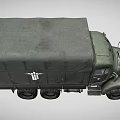 Vintage Dark Green Military Truck with Canvas Covered Cargo Bed Six Wheels and Side Emblem