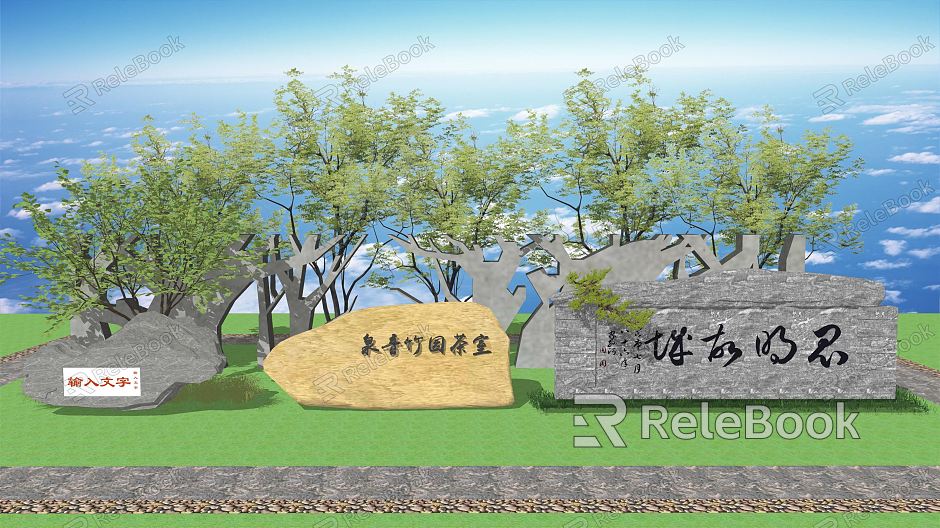 Modern Stone Tablet Engraving Stone Tablet model