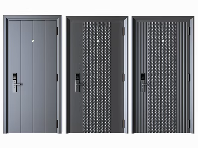 Modern Security Doors With Various Panel Designs And Durable Metal Construction 3d model