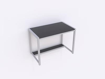 Modern Work Desk With Black Tabletop Metal Frame And Lower Storage Shelf 3d model