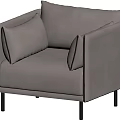 Light Gray Single Sofa With Soft Cushions Armrest Design And Black Legs 3d model