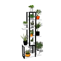 Modern Multi Tiered Shelf with Colorful Potted Plants for Indoor