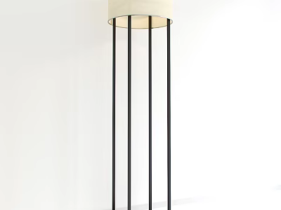 Modern Floor Lamp With White Lampshade And Black Metal Stand Design 3d model