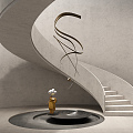 Quiet rotating staircase staircase chandelier sculpture ornaments 3d model