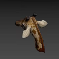 Detailed Giraffe Head 3D Model With Spotted Pattern Horns And Ears