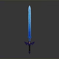 Fantasy Blue Glowing Sword With Decorative Hilt And Sharp Blade Design
