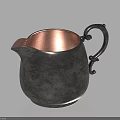 Vintage Design Silver Metal Electric Kettle Featuring Curved Handle And Brown Interior