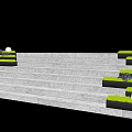 Modern Staircase With Gray Steps Green Grass Black Stones And Round White Balls