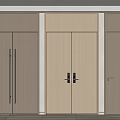 Modern Interior Design With Sleek Light Wooden Double Doors And Black Handles